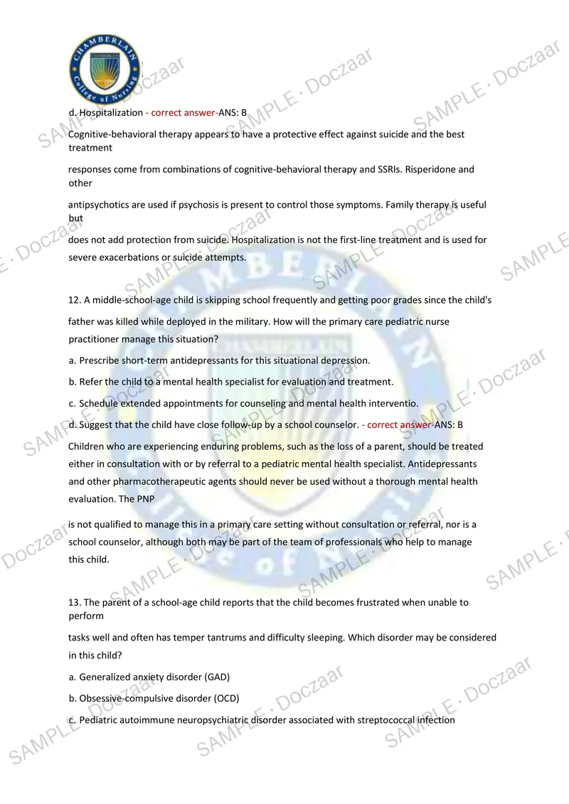 Preview page 106 of BURNS PEDIATRIC FINAL EXAM 2026/2027 | 550 HIGH-YIELD QUESTIONS & VERIFIED ANSWERS | LATEST TESTBANK | RECENT & MOST TES