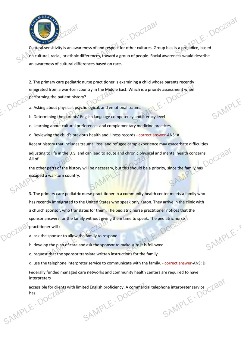 Preview page 10 of BURNS PEDIATRIC FINAL EXAM 2026/2027 | 550 HIGH-YIELD QUESTIONS & VERIFIED ANSWERS | LATEST TESTBANK | RECENT & MOST TES