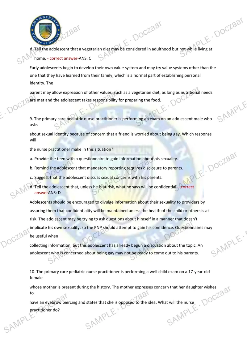 Preview page 40 of BURNS PEDIATRIC FINAL EXAM 2026/2027 | 550 HIGH-YIELD QUESTIONS & VERIFIED ANSWERS | LATEST TESTBANK | RECENT & MOST TES