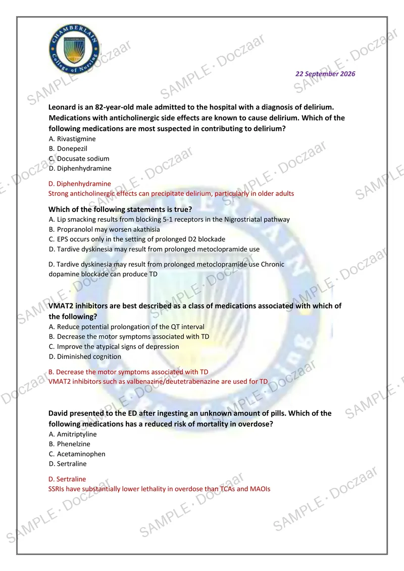 Preview page 28 of NR 607 CEA EXAM 2026/2027 | 150 HIGH-YIELD QUESTIONS & VERIFIED ANSWERS | WITH EXPLANATIONS | LATEST TEST PREP | RECENT