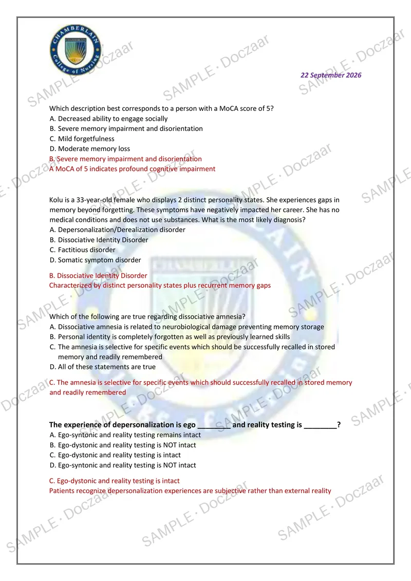 Preview page 6 of NR 607 CEA EXAM 2026/2027 | 150 HIGH-YIELD QUESTIONS & VERIFIED ANSWERS | WITH EXPLANATIONS | LATEST TEST PREP | RECENT