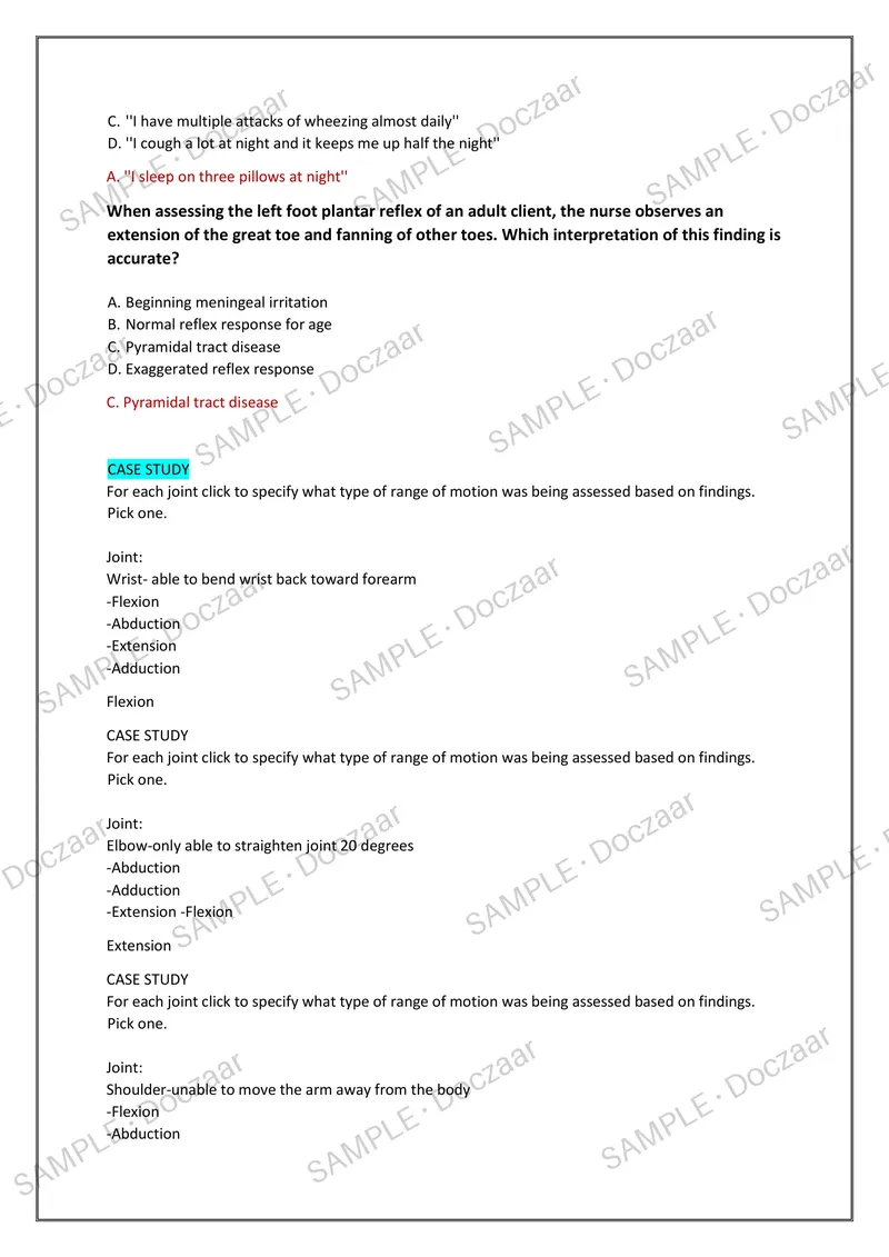 Preview page 12 of WGU HEALTH ASSESSMENT OA 2026/2027 | 150 HIGH-YIELD QUESTIONS & VERIFIED ANSWERS | LATEST TEST PREP | RECENT & MOST TEST