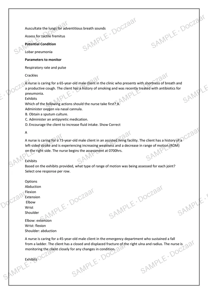 Preview page 19 of WGU HEALTH ASSESSMENT OA 2026/2027 | 150 HIGH-YIELD QUESTIONS & VERIFIED ANSWERS | LATEST TEST PREP | RECENT & MOST TEST