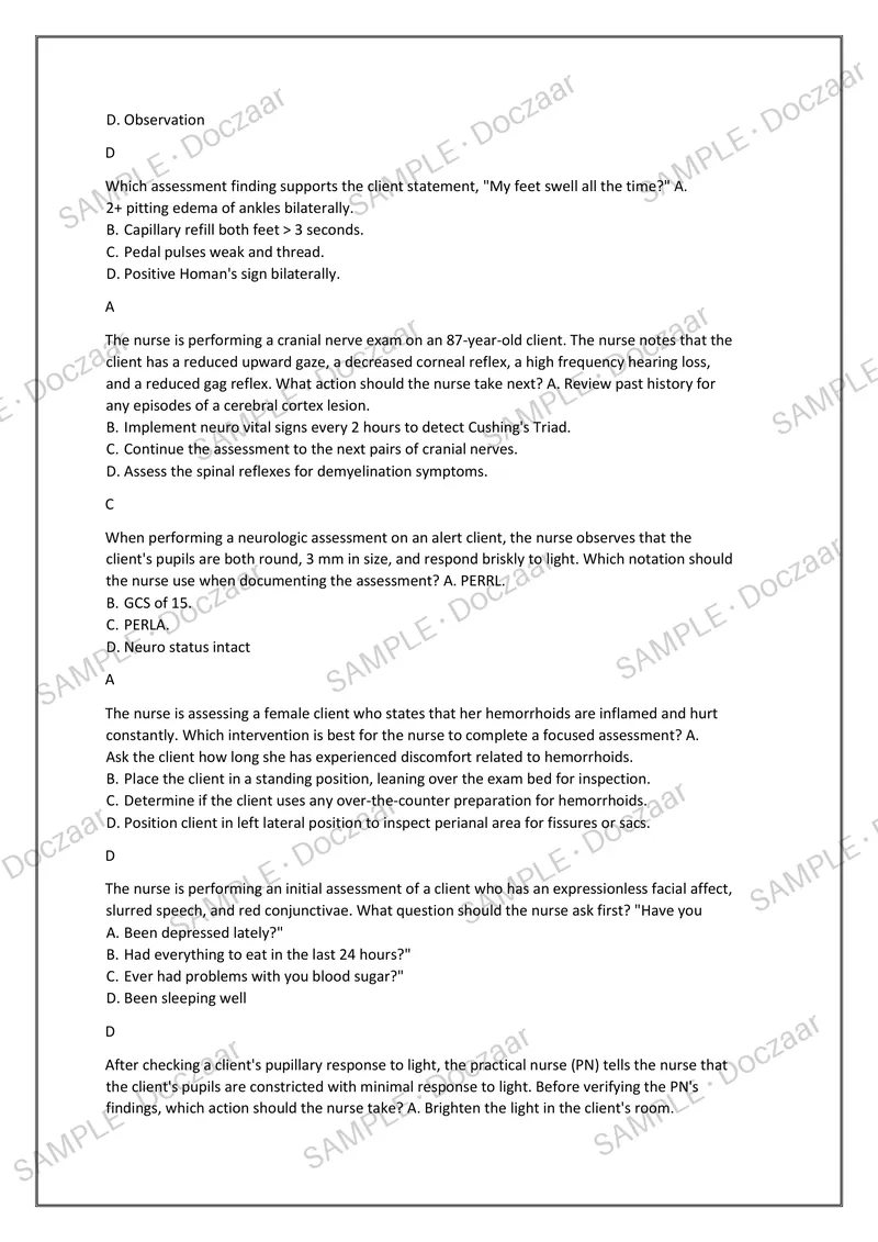 Preview page 26 of WGU HEALTH ASSESSMENT OA 2026/2027 | 150 HIGH-YIELD QUESTIONS & VERIFIED ANSWERS | LATEST TEST PREP | RECENT & MOST TEST