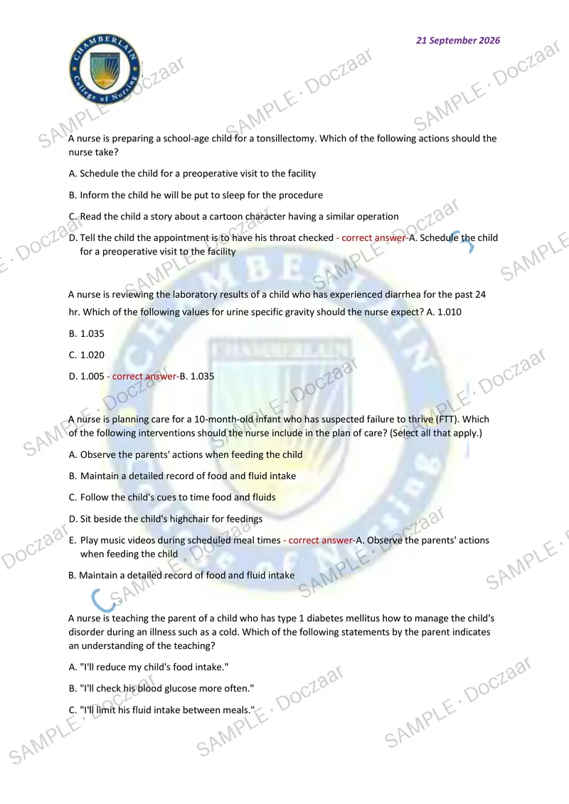 Preview page 41 of PEDIATRICS EXAM 2026/2027 | 350 HIGH-YIELD QUESTIONS & VERIFIED ANSWERS | LATEST TESTBANK | RECENT & MOST TESTED TOPICS