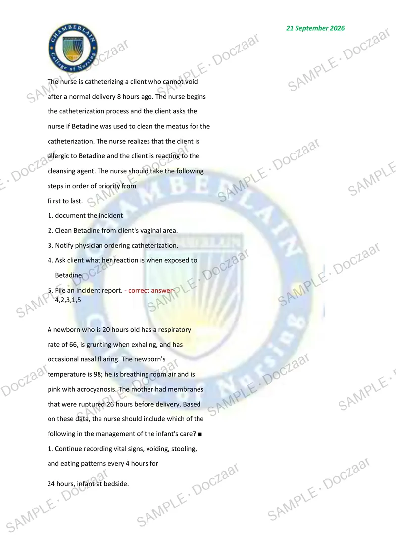 Preview page 27 of OB FINAL EXAM 2026/2027 | 130 HIGH-YIELD QUESTIONS & VERIFIED ANSWERS | LATEST TEST PREP | RECENT & MOST TESTED TOPICS |