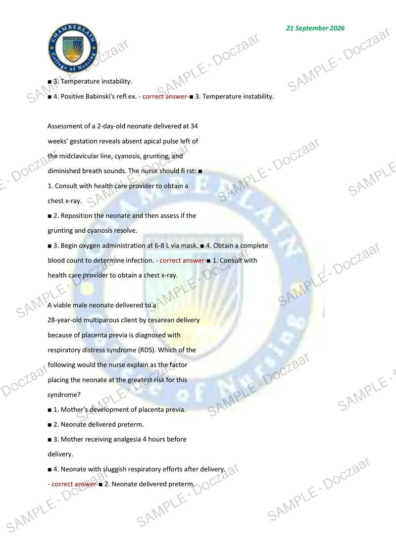 Preview page 36 of OB FINAL EXAM 2026/2027 | 130 HIGH-YIELD QUESTIONS & VERIFIED ANSWERS | LATEST TEST PREP | RECENT & MOST TESTED TOPICS |