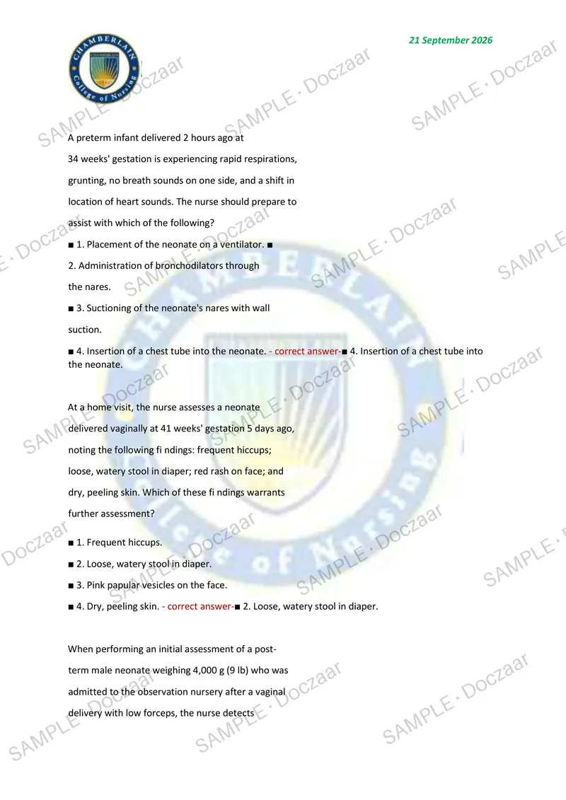 Preview page 40 of OB FINAL EXAM 2026/2027 | 130 HIGH-YIELD QUESTIONS & VERIFIED ANSWERS | LATEST TEST PREP | RECENT & MOST TESTED TOPICS |