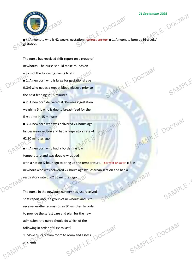 Preview page 49 of OB FINAL EXAM 2026/2027 | 130 HIGH-YIELD QUESTIONS & VERIFIED ANSWERS | LATEST TEST PREP | RECENT & MOST TESTED TOPICS |