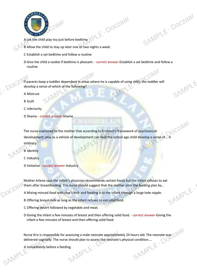 Preview page 10 of MATERNITY & CHILD EXAM 7 2026/2027 | 70 HIGH-YIELD QUESTIONS & VERIFIED ANSWERS | LATEST TEST PREP | RECENT & MOST TESTE
