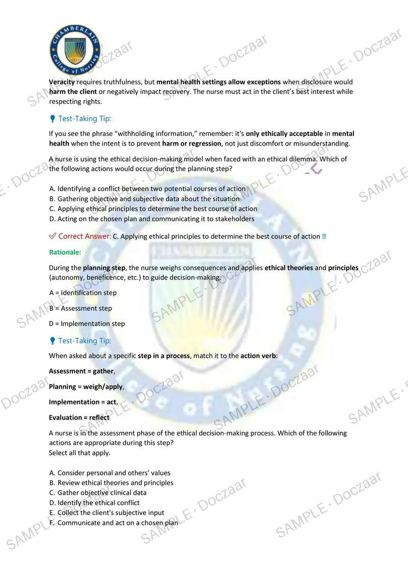 Preview page 14 of NR326 MENTAL HEALTH EXAM 1 2026/2027 | 100 HIGH-YIELD QUESTIONS & VERIFIED ANSWERS WITH RATIONALES & TEST-TAKING TIPS |