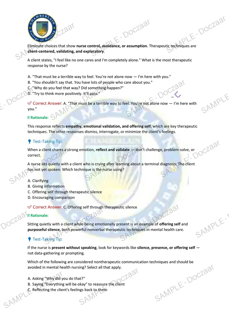Preview page 37 of NR326 MENTAL HEALTH EXAM 1 2026/2027 | 100 HIGH-YIELD QUESTIONS & VERIFIED ANSWERS WITH RATIONALES & TEST-TAKING TIPS |