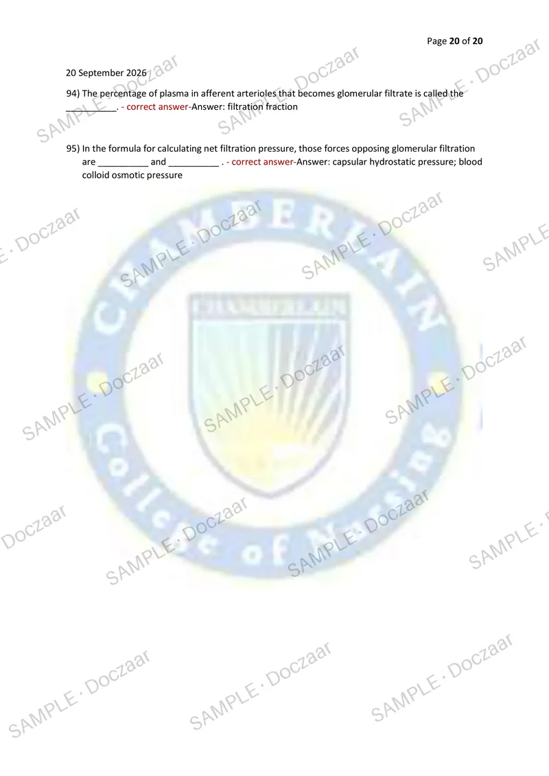 Preview page 20 of URINARY SYSTEM EXAM 2026/2027 | 100 HIGH-YIELD QUESTIONS & VERIFIED ANSWERS | LATEST TEST PREP | RECENT & MOST TESTED TO