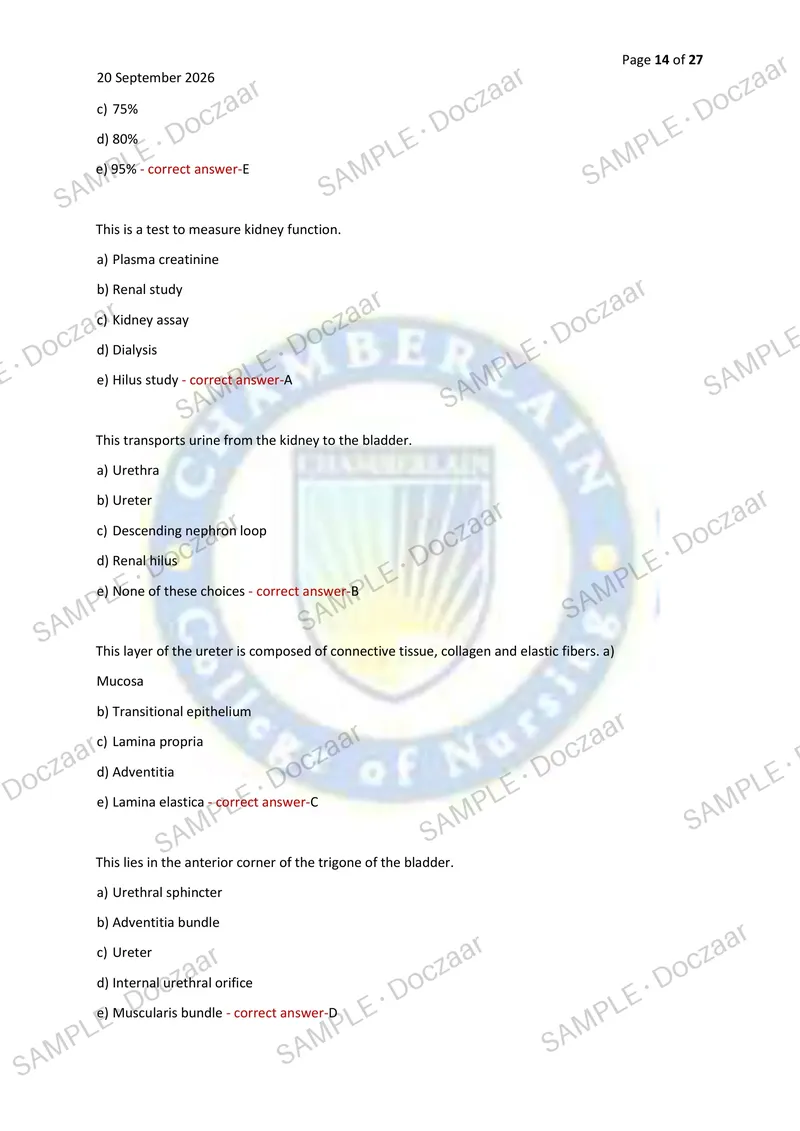 Preview page 14 of A&P 102 NEWEST 2026/2027 ACTUAL EXAM 100  QUESTIONS AND CORRECT (VERIFIED ANSWERS)  COVERING RECENT AND MOST TESTED QUES