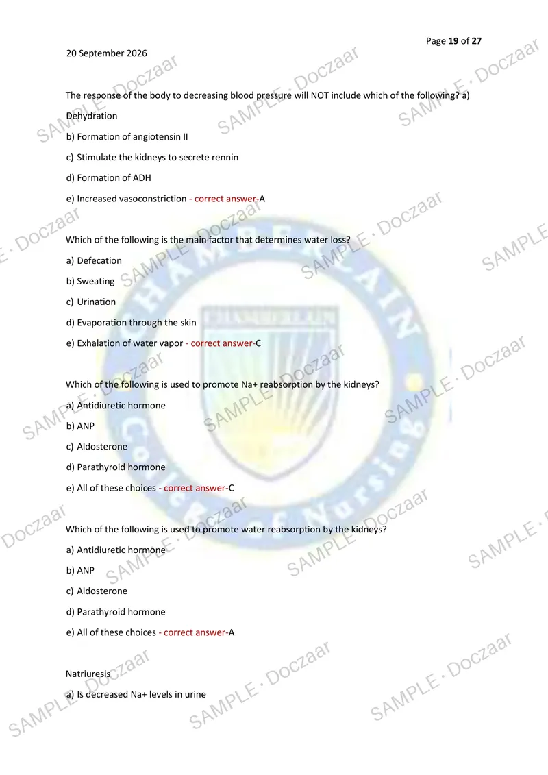 Preview page 19 of A&P 102 NEWEST 2026/2027 ACTUAL EXAM 100  QUESTIONS AND CORRECT (VERIFIED ANSWERS)  COVERING RECENT AND MOST TESTED QUES