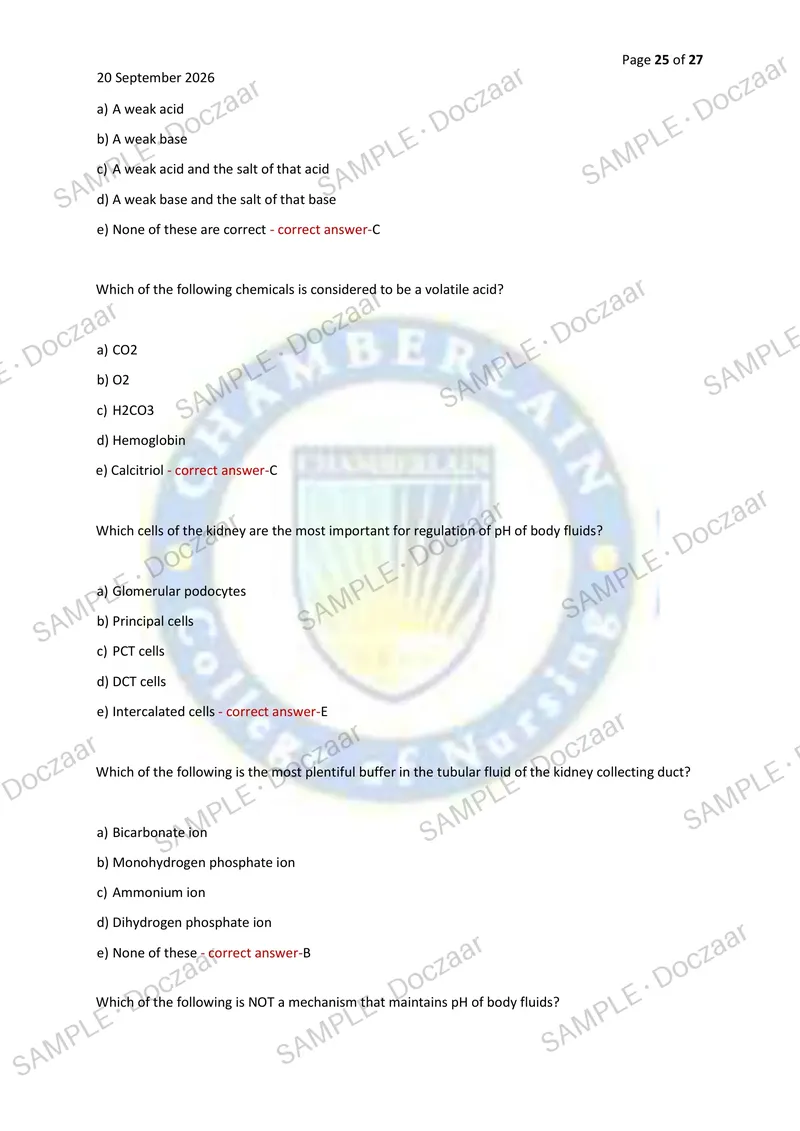 Preview page 25 of A&P 102 NEWEST 2026/2027 ACTUAL EXAM 100  QUESTIONS AND CORRECT (VERIFIED ANSWERS)  COVERING RECENT AND MOST TESTED QUES