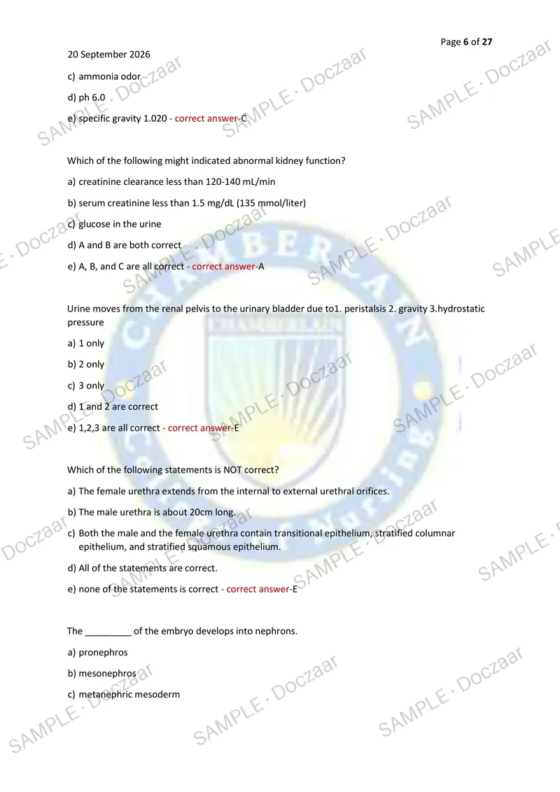 Preview page 6 of A&P 102 NEWEST 2026/2027 ACTUAL EXAM 100  QUESTIONS AND CORRECT (VERIFIED ANSWERS)  COVERING RECENT AND MOST TESTED QUES