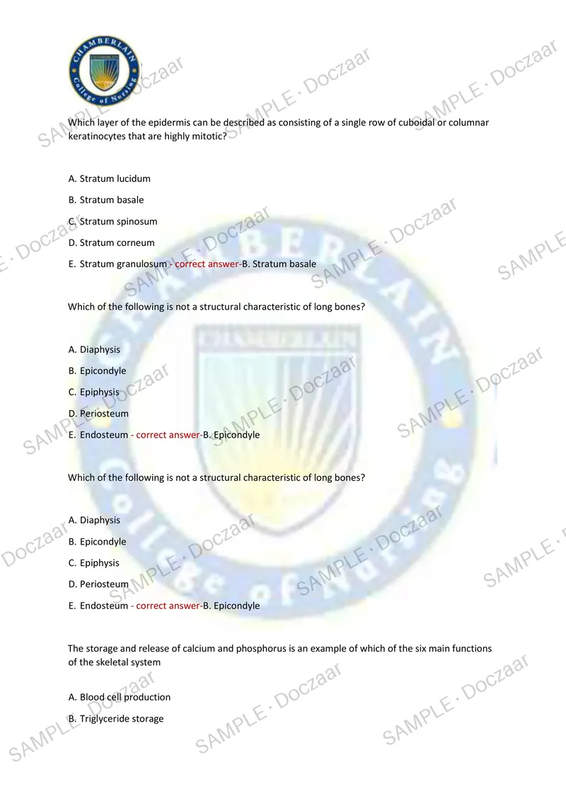 Preview page 13 of BIOS 252 COMPREHENSIVE EXAM 2026/2027 | 70 HIGH-YIELD QUESTIONS & VERIFIED ANSWERS | LATEST TEST PREP | RECENT & MOST TE