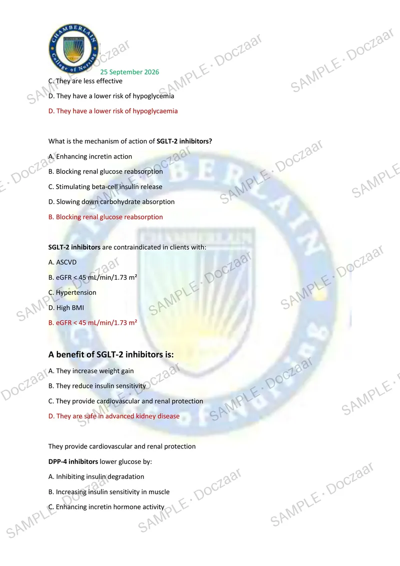 Preview page 3 of NR565 Week 5 DM & Thyroid Meds NEWEST 2026/2027  ACTUAL EXAM 80 QUESTIONS AND CORRECT (VERIFIED ANSWERS)  COVERING RECEN