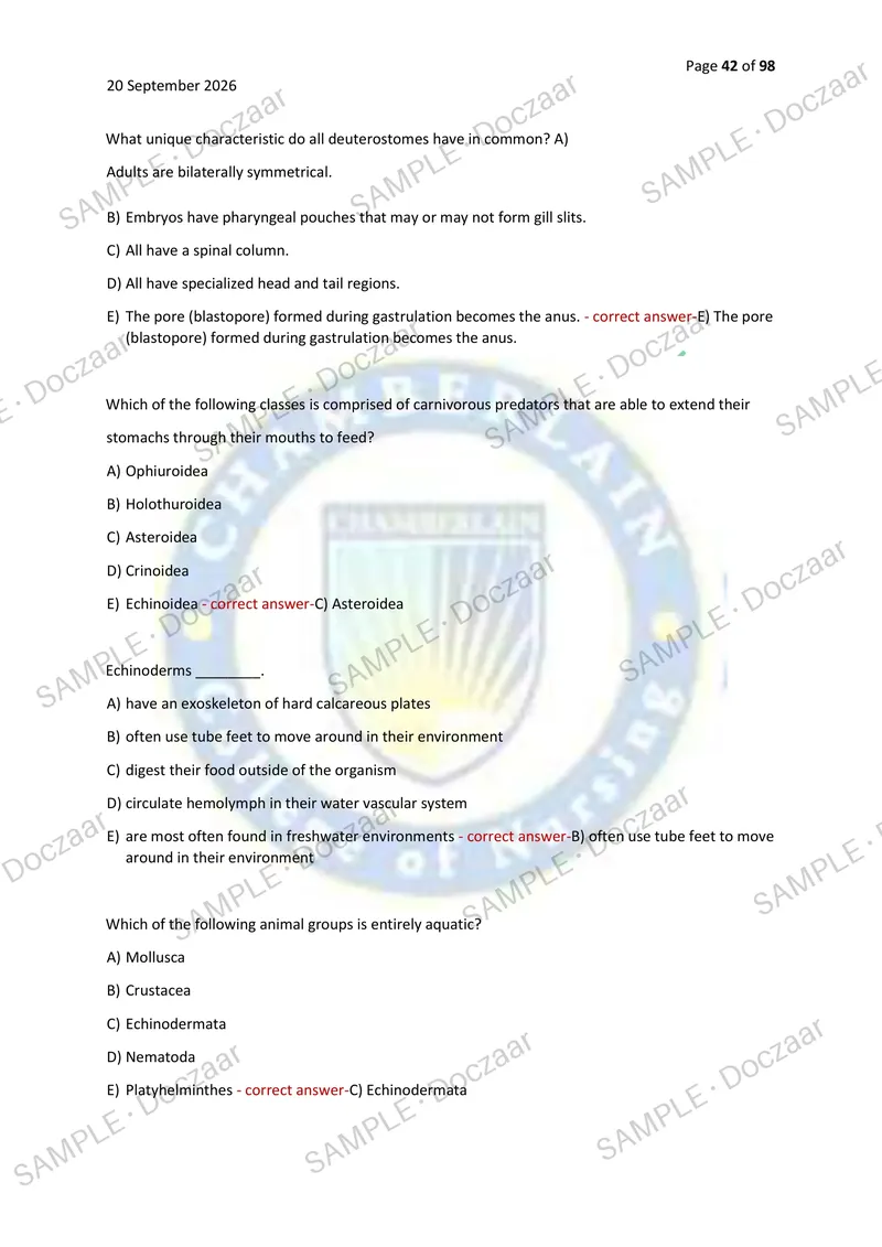 Preview page 42 of BIOL 252 MIDTERM & FINAL EXAM 2026/2027 | 450 HIGH-YIELD QUESTIONS & VERIFIED ANSWERS | LATEST TESTBANK | RECENT & MOST