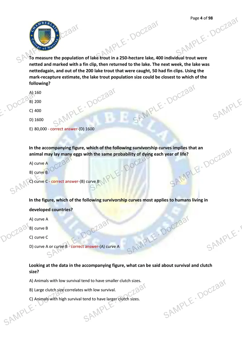 Preview page 4 of BIOL 252 MIDTERM & FINAL EXAM 2026/2027 | 450 HIGH-YIELD QUESTIONS & VERIFIED ANSWERS | LATEST TESTBANK | RECENT & MOST