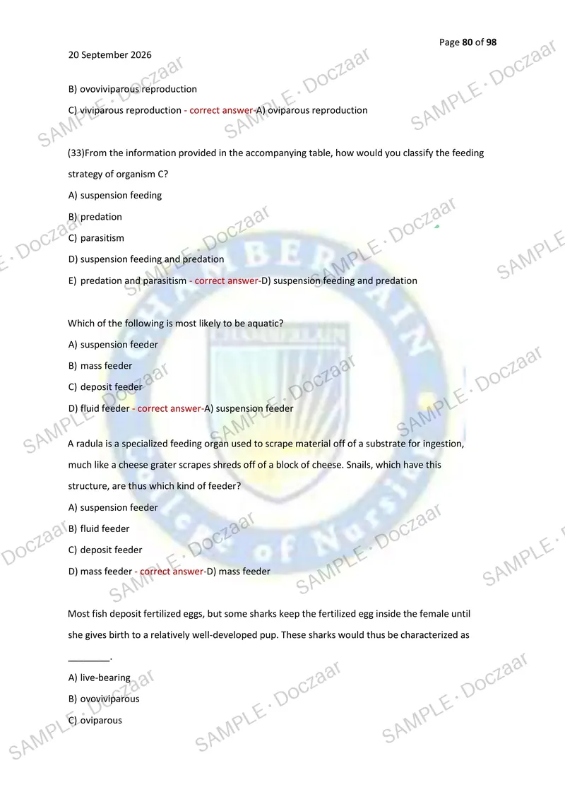 Preview page 80 of BIOL 252 MIDTERM & FINAL EXAM 2026/2027 | 450 HIGH-YIELD QUESTIONS & VERIFIED ANSWERS | LATEST TESTBANK | RECENT & MOST