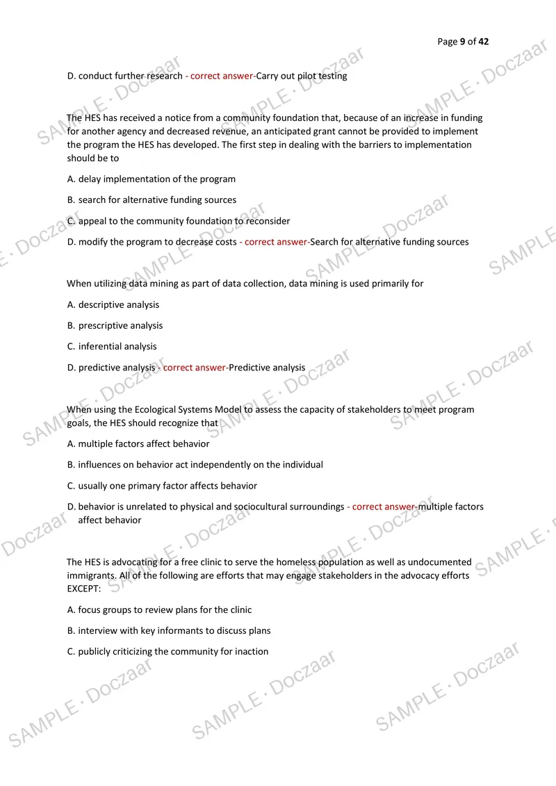 Preview page 9 of CHES EXAM 2026/2027 | 200 HIGH-YIELD QUESTIONS & VERIFIED ANSWERS | LATEST TEST PREP | RECENT & MOST TESTED TOPICS | A+