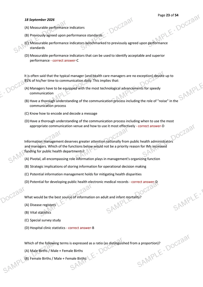 Preview page 23 of CPH EXAM 2026/2027 | 250 HIGH-YIELD QUESTIONS & VERIFIED ANSWERS | ALL SAMPLE QUESTIONS | LATEST TEST PREP | RECENT & MO