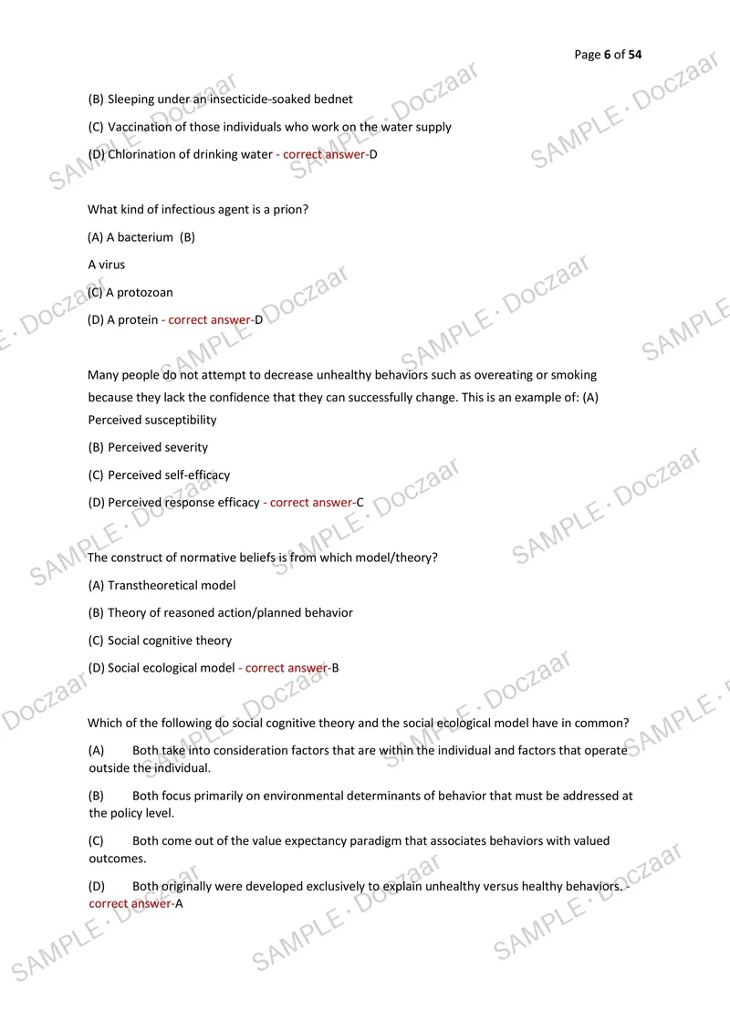 Preview page 6 of CPH EXAM 2026/2027 | 250 HIGH-YIELD QUESTIONS & VERIFIED ANSWERS | ALL SAMPLE QUESTIONS | LATEST TEST PREP | RECENT & MO