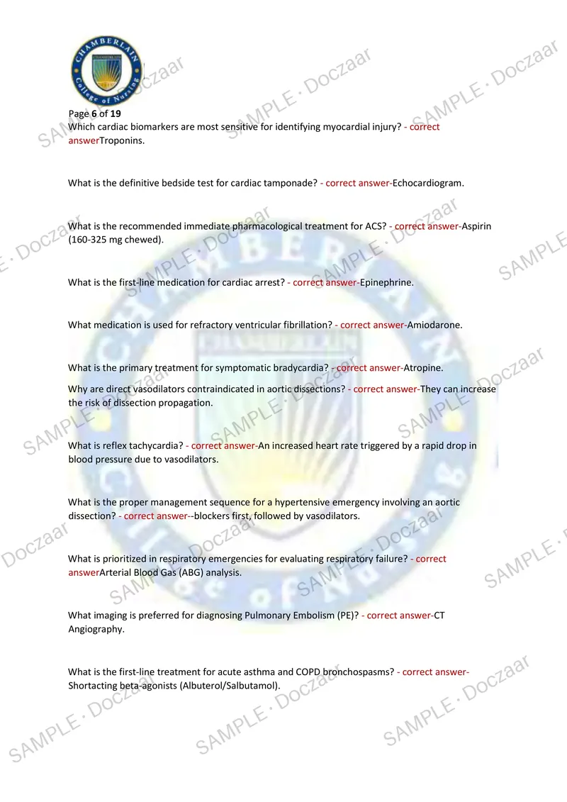 Preview page 6 of CERTIFIED EMERGENCY NURSE (CEN) EXAM 2026/2027 | 200 HIGH-YIELD QUESTIONS & VERIFIED ANSWERS | LATEST TEST PREP | RECENT