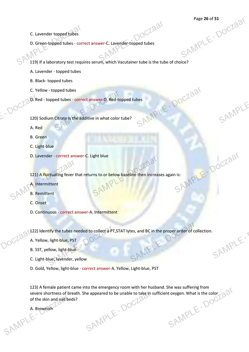 Preview page 26 of AMCA CERTIFICATION TEST - MEDICAL ASSISTING 2026/2027 | 230 HIGH-YIELD QUESTIONS & VERIFIED ANSWERS | LATEST TESTBANK |