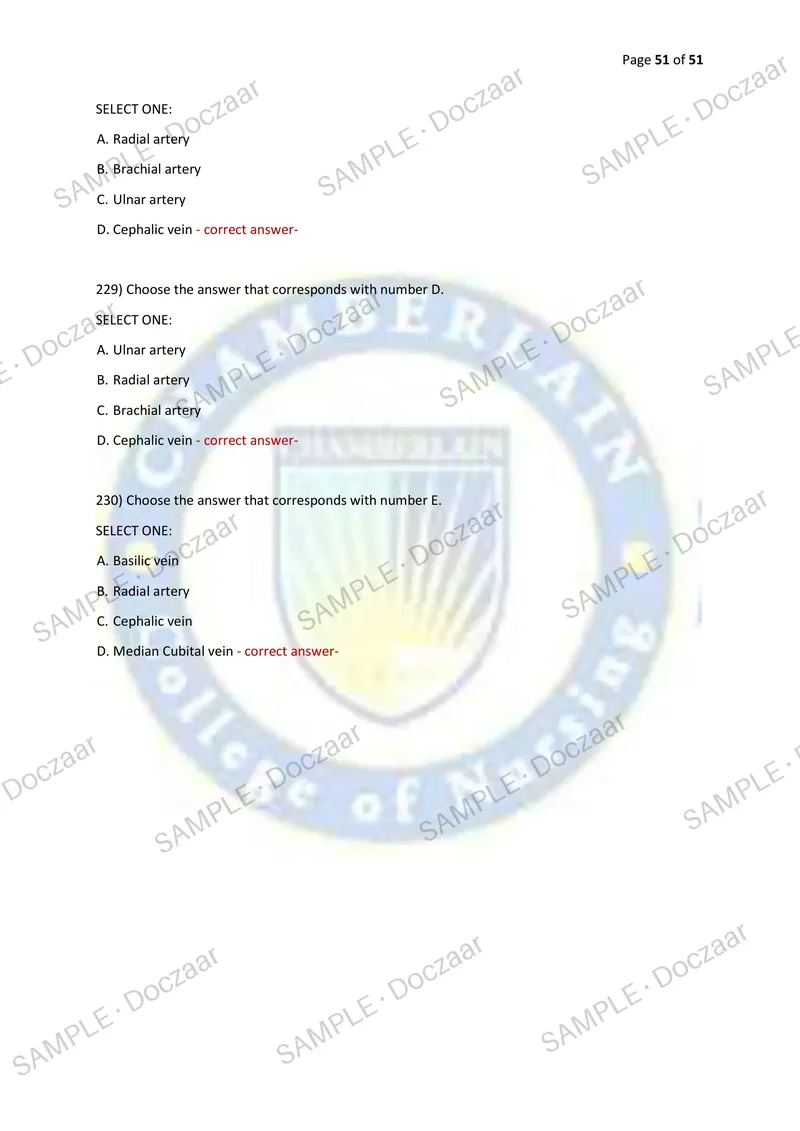 Preview page 51 of AMCA CERTIFICATION TEST - MEDICAL ASSISTING 2026/2027 | 230 HIGH-YIELD QUESTIONS & VERIFIED ANSWERS | LATEST TESTBANK |
