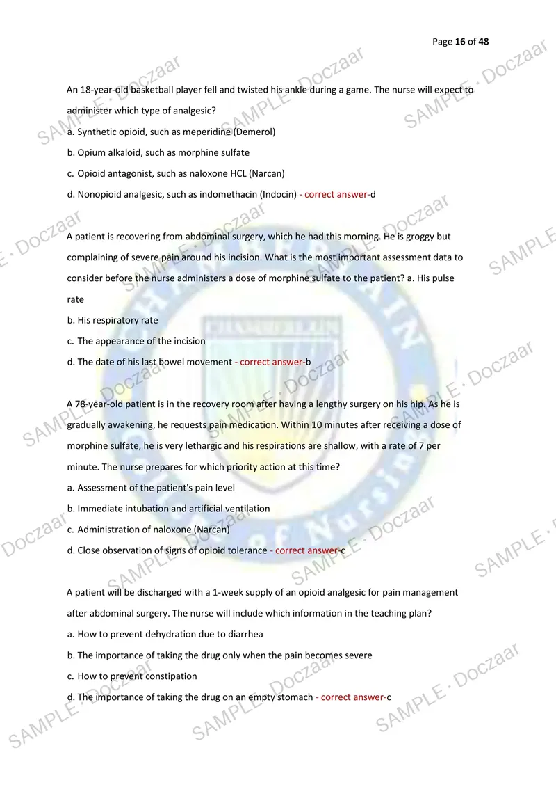 Preview page 16 of PHARMACOLOGY TEST BANK EXAM 1 2026/2027 | 200 HIGH-YIELD QUESTIONS & VERIFIED ANSWERS | LATEST TESTBANK | RECENT & MOST