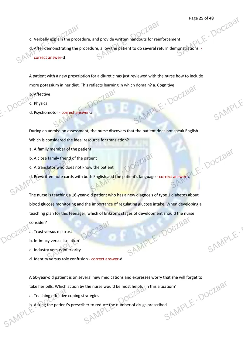 Preview page 25 of PHARMACOLOGY TEST BANK EXAM 1 2026/2027 | 200 HIGH-YIELD QUESTIONS & VERIFIED ANSWERS | LATEST TESTBANK | RECENT & MOST