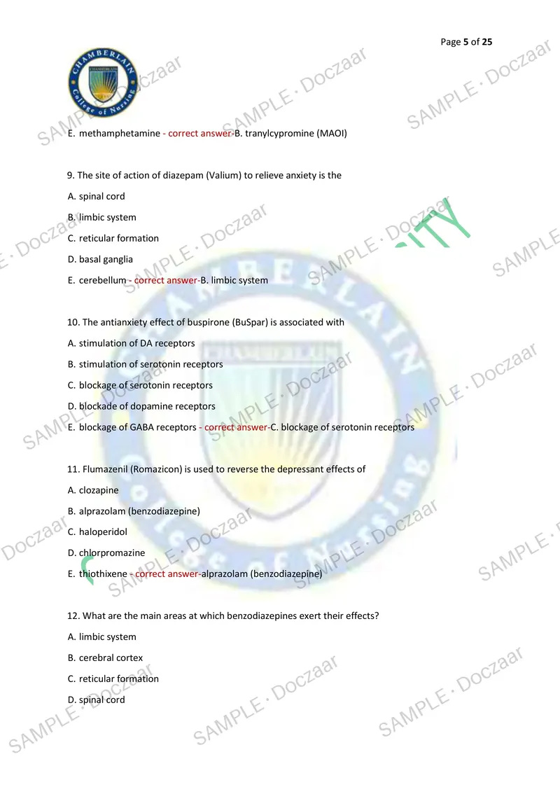 Preview page 5 of PHARMACOLOGY EXAM 1 2026/2027 | 100 HIGH-YIELD QUESTIONS & VERIFIED ANSWERS | LATEST TEST PREP | RECENT & MOST TESTED TO