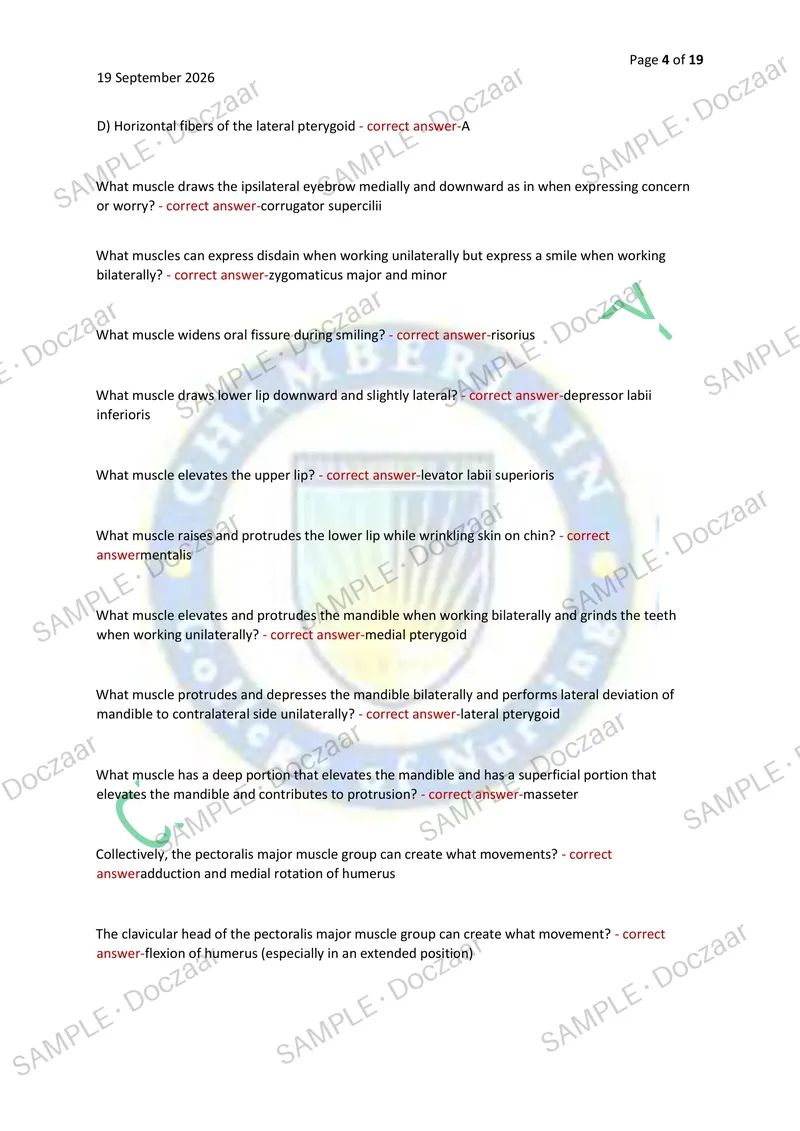 Preview page 4 of ANATOMY 2 EXAM 2 2026/2027 | 100 HIGH-YIELD QUESTIONS & VERIFIED ANSWERS | LATEST TEST PREP | RECENT & MOST TESTED TOPIC