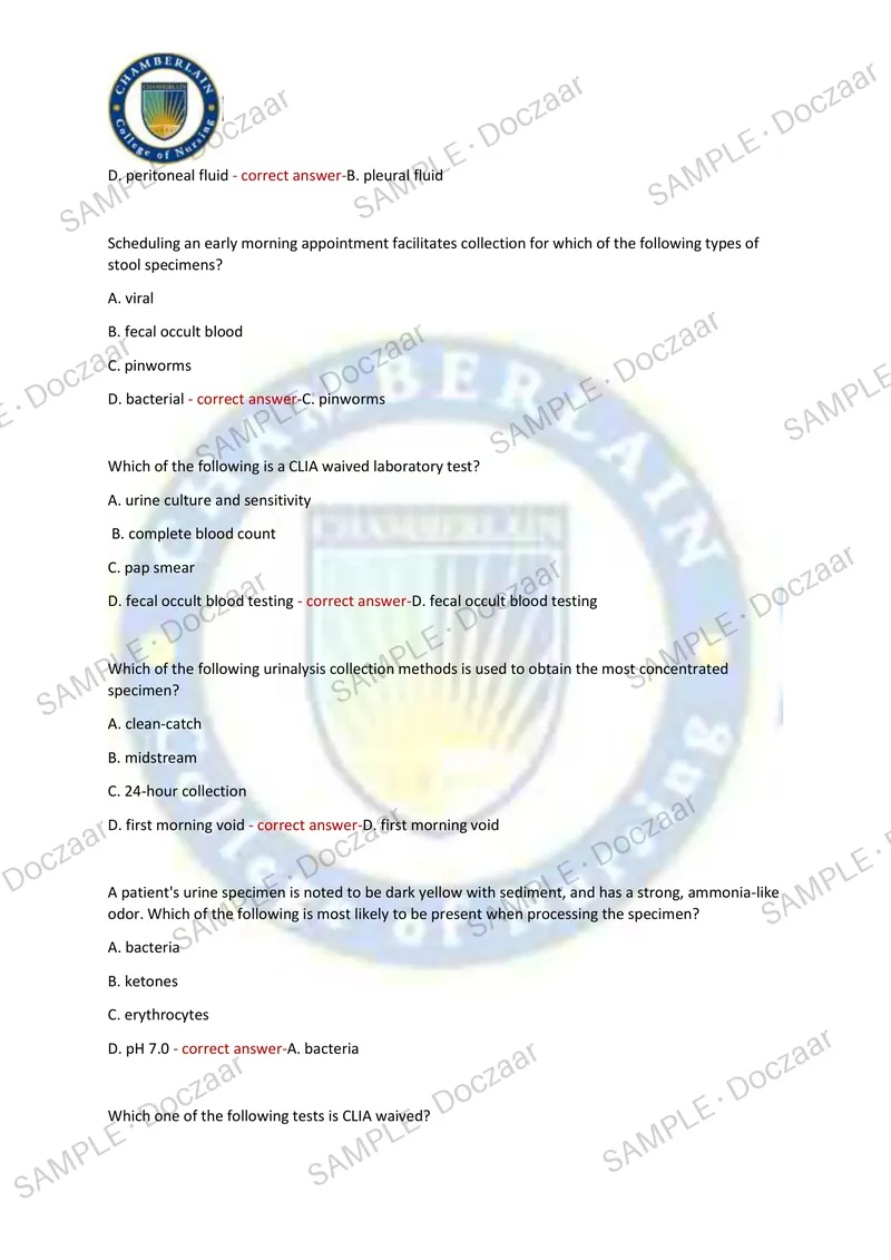 Preview page 6 of NCCT - Patient Intake and Care Exam 2026/2027 TEST EXAM  100 COMPREHENSIVE QUESTIONS /FREQUENTLY MOST TESTED  QUESTIONS
