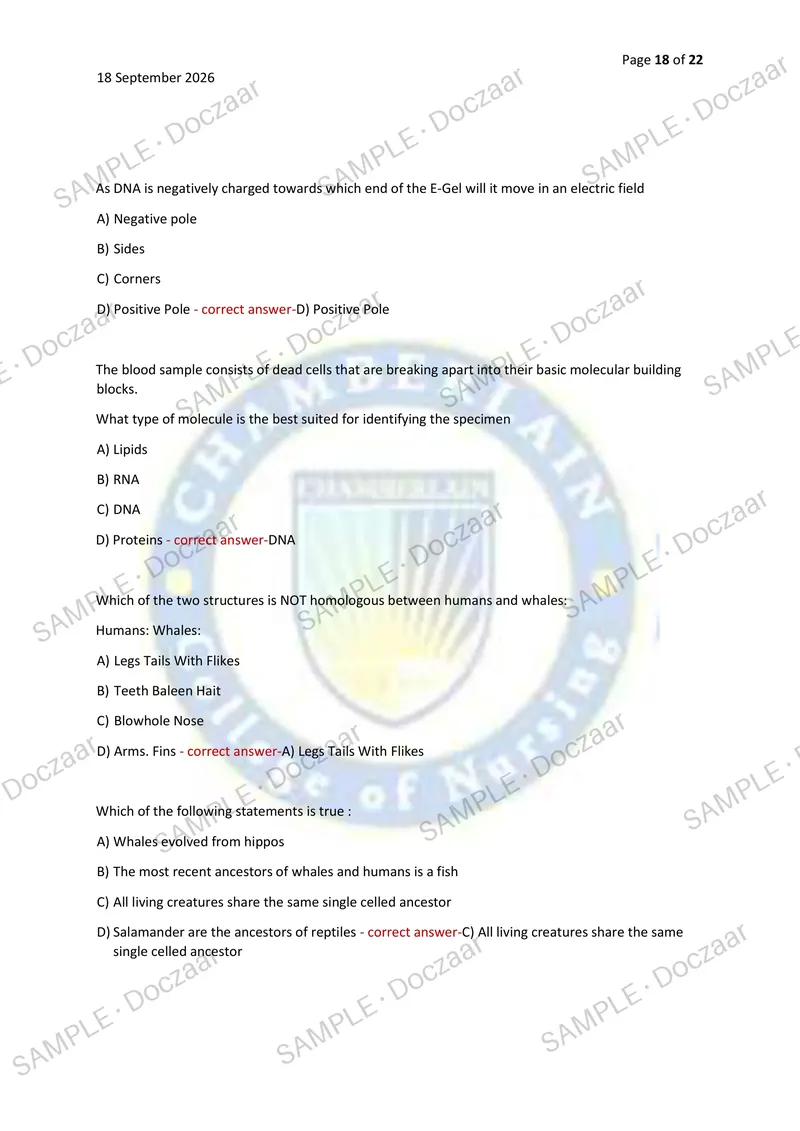 Preview page 18 of BIOS 251 EXAM 2026/2027 | 100 HIGH-YIELD QUESTIONS & VERIFIED ANSWERS | LATEST TEST PREP | RECENT & MOST TESTED TOPICS |