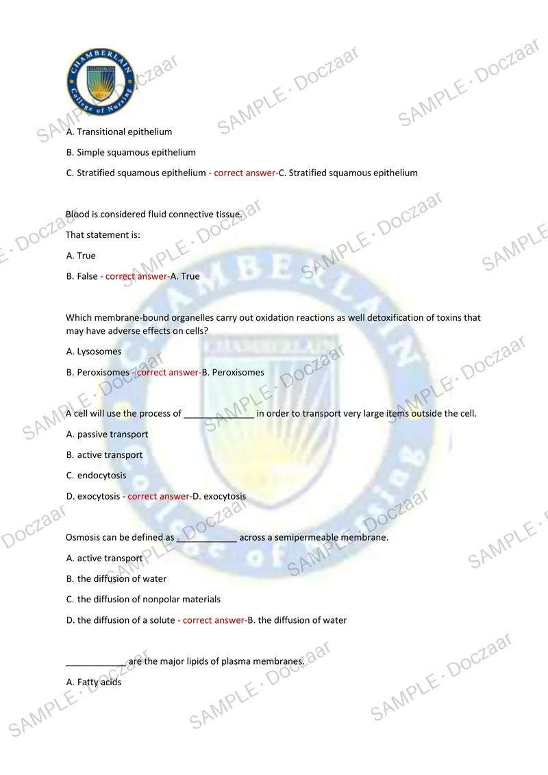 Preview page 19 of CHAMBERLAIN UNIVERSITY BIOS 251 EXAM 1 2026/2027 | 150 HIGH-YIELD QUESTIONS & VERIFIED ANSWERS | LATEST TEST PREP | RECE
