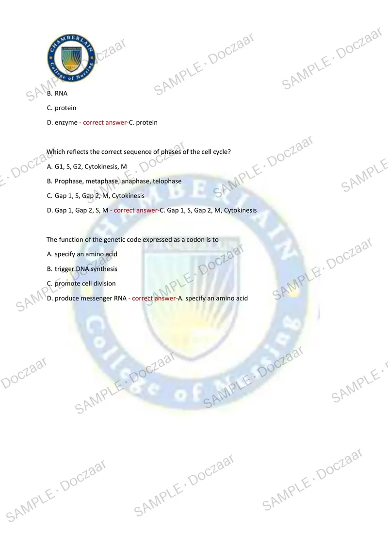 Preview page 31 of CHAMBERLAIN UNIVERSITY BIOS 251 EXAM 1 2026/2027 | 150 HIGH-YIELD QUESTIONS & VERIFIED ANSWERS | LATEST TEST PREP | RECE