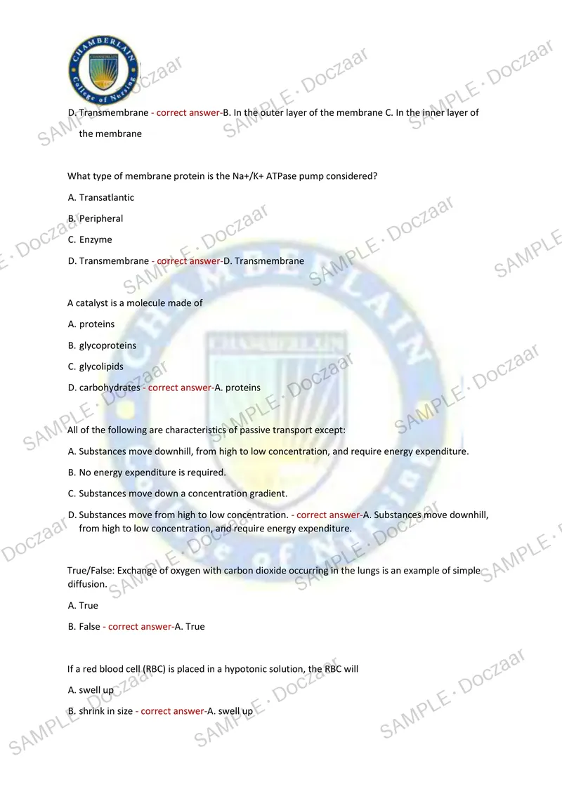 Preview page 21 of CHAMBERLAIN UNIVERSITY BIOS 251 EXAM 2 2026/2027 | 150 HIGH-YIELD QUESTIONS & VERIFIED ANSWERS | LATEST TEST PREP | RECE