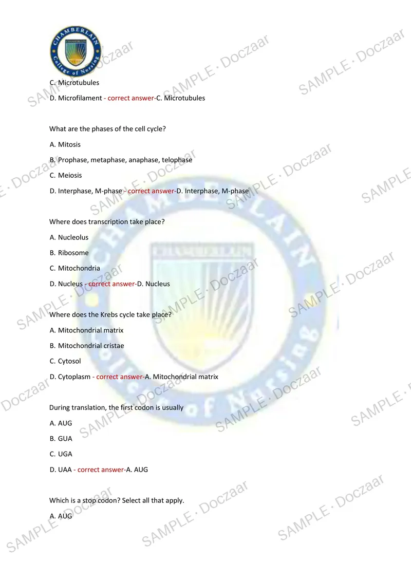 Preview page 27 of CHAMBERLAIN UNIVERSITY BIOS 251 EXAM 2 2026/2027 | 150 HIGH-YIELD QUESTIONS & VERIFIED ANSWERS | LATEST TEST PREP | RECE