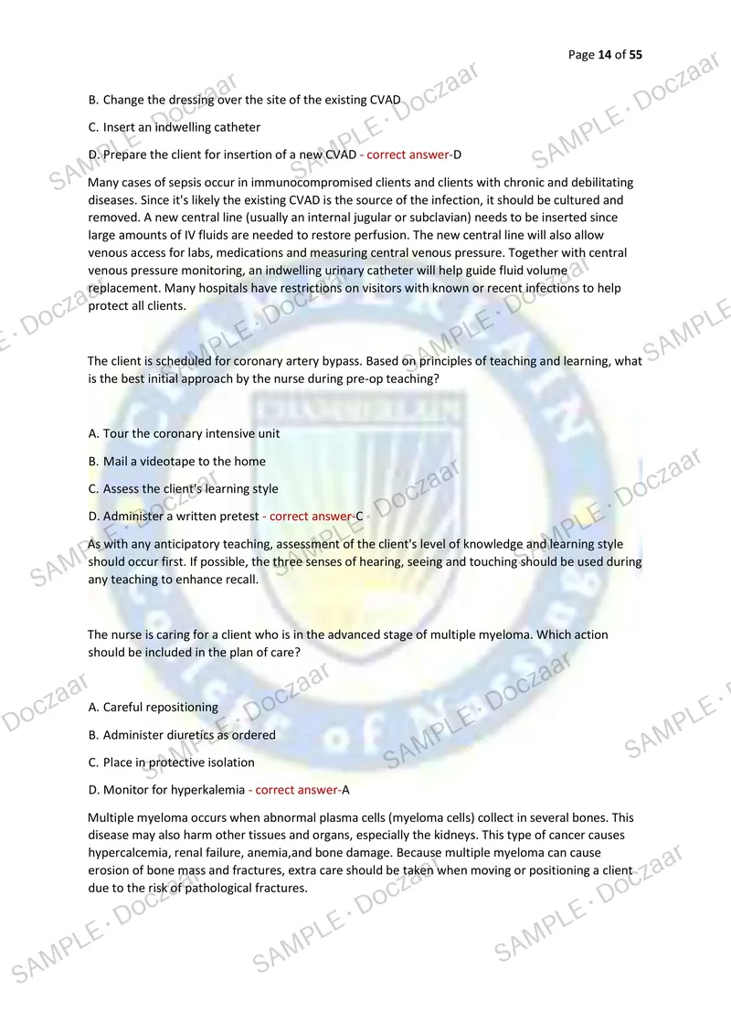 Preview page 14 of NCSBN NEWEST 2026/2027 ACTUAL EXAM 150  QUESTIONS AND CORRECT (VERIFIED ANSWERS) COVERING  RECENT AND MOST TESTED QUESTI