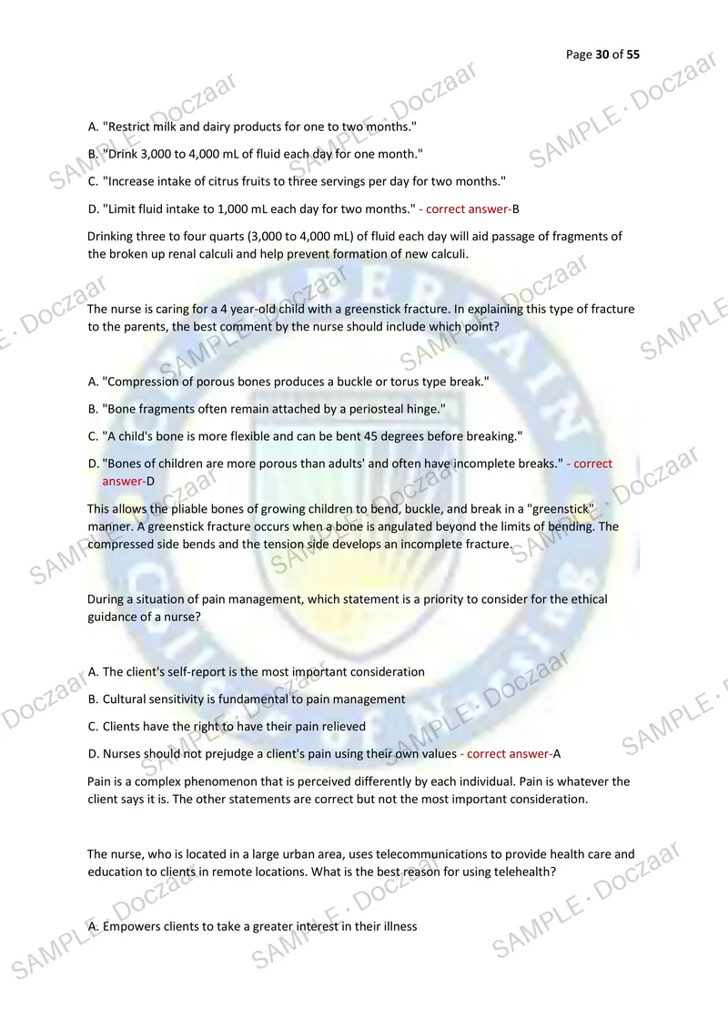 Preview page 30 of NCSBN NEWEST 2026/2027 ACTUAL EXAM 150  QUESTIONS AND CORRECT (VERIFIED ANSWERS) COVERING  RECENT AND MOST TESTED QUESTI