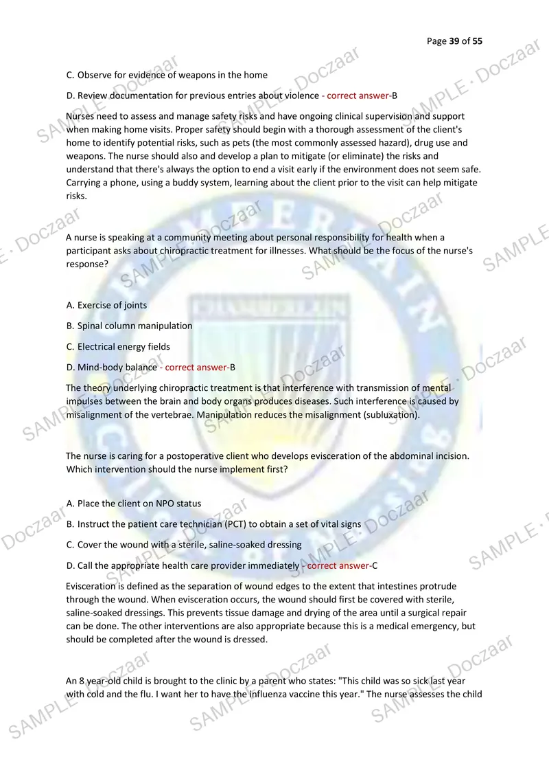 Preview page 39 of NCSBN NEWEST 2026/2027 ACTUAL EXAM 150  QUESTIONS AND CORRECT (VERIFIED ANSWERS) COVERING  RECENT AND MOST TESTED QUESTI