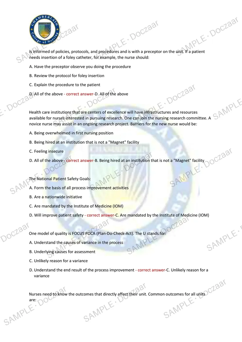 Preview page 4 of NUR 273 EXAM 1 2026/2027 | 80 HIGH-YIELD QUESTIONS & VERIFIED ANSWERS | LATEST TEST PREP | RECENT & MOST TESTED TOPICS |