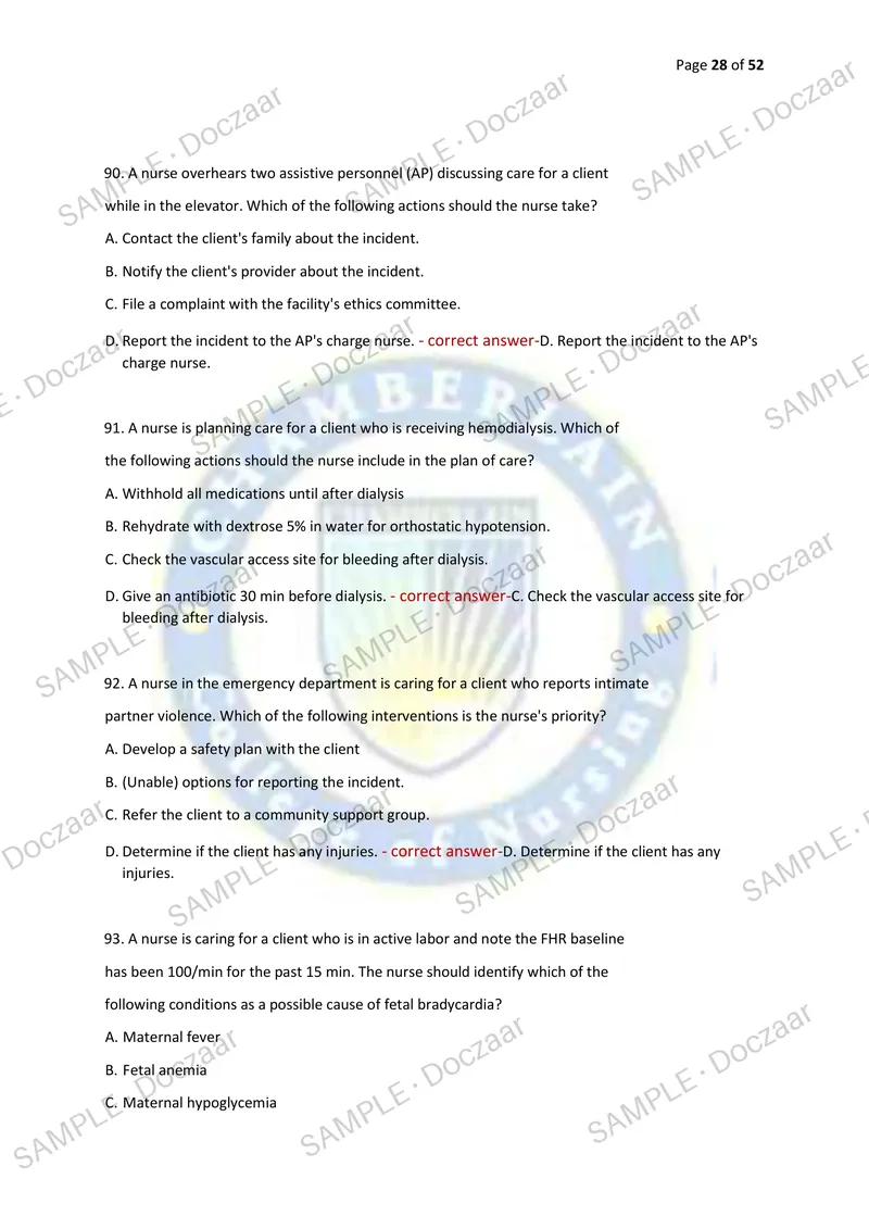 Preview page 28 of ATI EXIT EXAM RN COMPREHENSIVE PREDICTOR | FORMS A, B & C | RETAKE EXAM & PRACTICE QUESTIONS | VERIFIED ANSWERS | LATEST