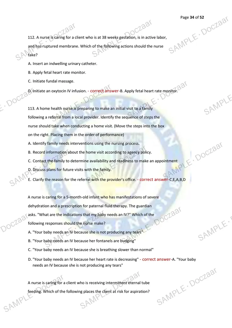 Preview page 34 of ATI EXIT EXAM RN COMPREHENSIVE PREDICTOR | FORMS A, B & C | RETAKE EXAM & PRACTICE QUESTIONS | VERIFIED ANSWERS | LATEST