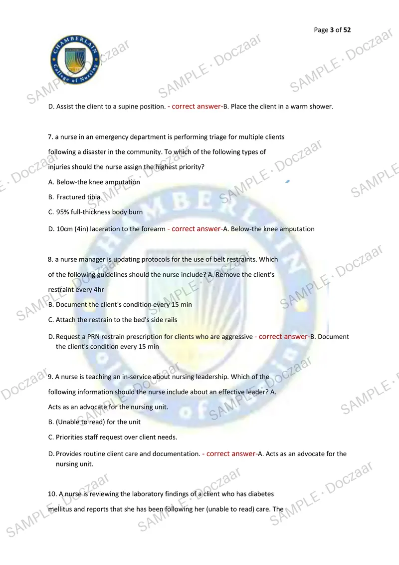 Preview page 3 of ATI EXIT EXAM RN COMPREHENSIVE PREDICTOR | FORMS A, B & C | RETAKE EXAM & PRACTICE QUESTIONS | VERIFIED ANSWERS | LATEST