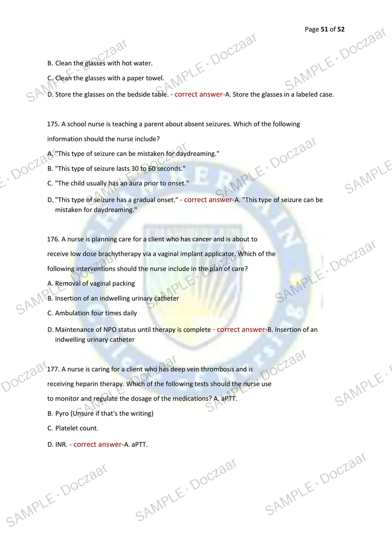 Preview page 51 of ATI EXIT EXAM RN COMPREHENSIVE PREDICTOR | FORMS A, B & C | RETAKE EXAM & PRACTICE QUESTIONS | VERIFIED ANSWERS | LATEST
